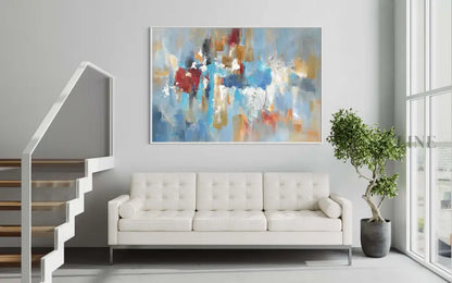 Blue Sky and Rainy City - Hand Painting