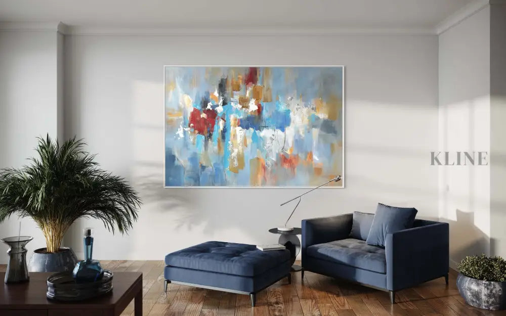 Blue Sky and Rainy City - Hand Painting