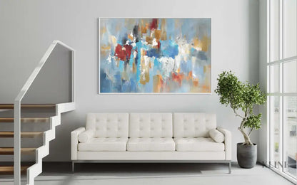 Blue Sky and Rainy City - Hand Painting
