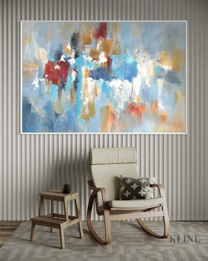 Blue Sky and Rainy City - Hand Painting