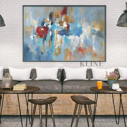 Blue Sky and Rainy City - Hand Painting