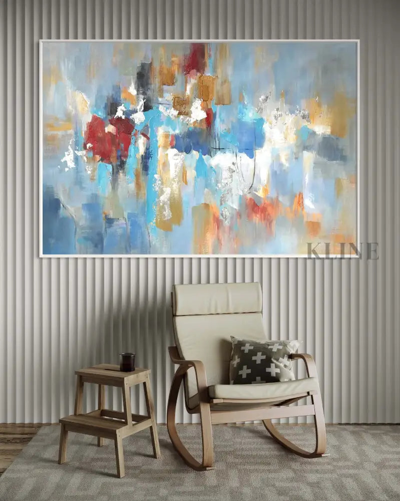 Blue Sky and Rainy City - Hand Painting