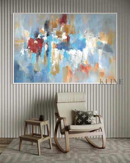 Blue Sky and Rainy City - Hand Painting