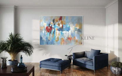 Blue Sky and Rainy City - Hand Painting