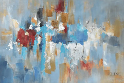 Blue Sky and Rainy City - Hand Painting