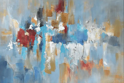 Blue Sky and Rainy City - Hand Painting
