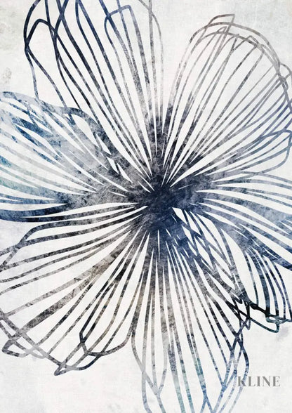 Blue Striped Floral - Hand Painting