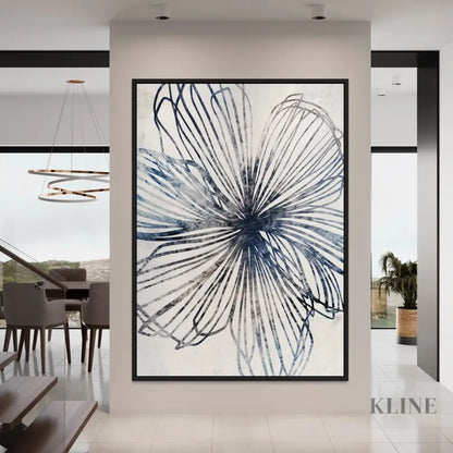 Blue Striped Floral - Hand Painting
