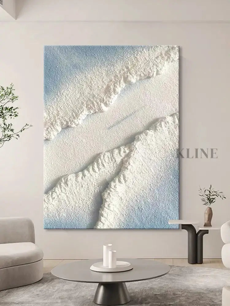 Blue Water White Sand Type of Beach Textured Painting - Hand Painting
