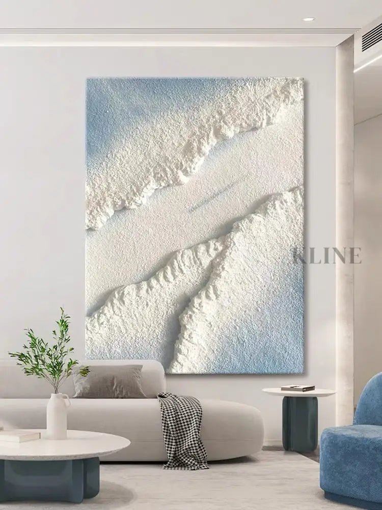 Blue Water White Sand Type of Beach Textured Painting - Hand Painting لوحات المناظر البحرية