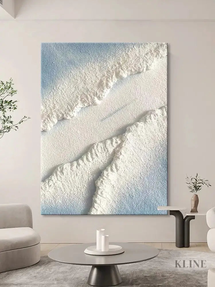 Blue Water White Sand Type of Beach Textured Painting - Hand Painting