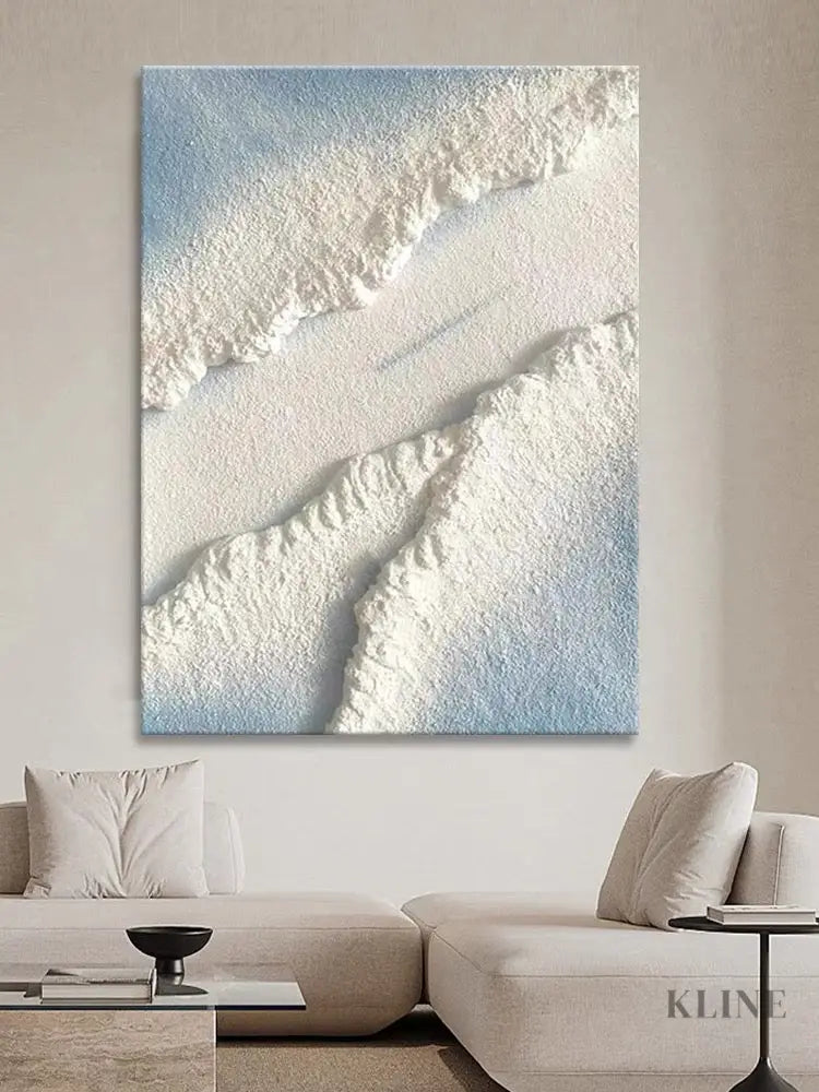 Blue Water White Sand Type of Beach Textured Painting - Hand Painting 
