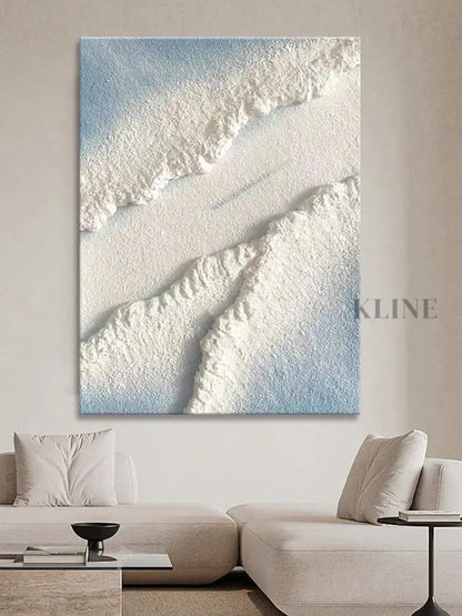 Blue Water White Sand Type of Beach Textured Painting - Hand Painting