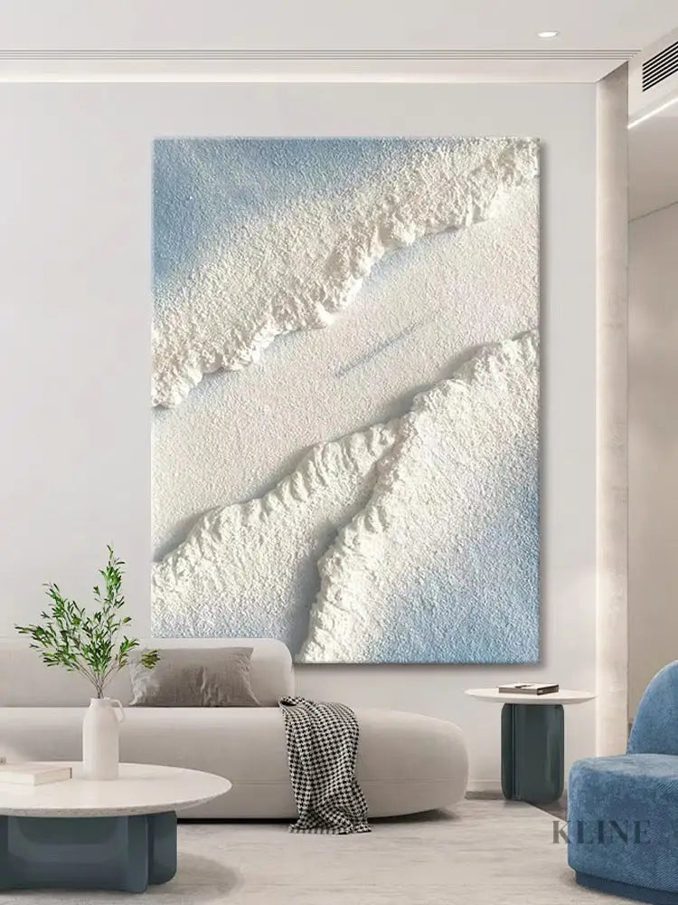 Blue Water White Sand Type of Beach Textured Painting - Hand Painting 
