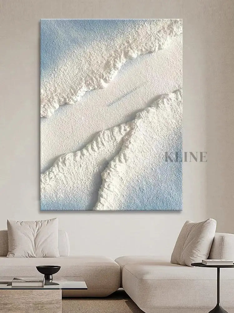 Blue Water White Sand Type of Beach Textured Painting - Hand Painting Arte de pared grande