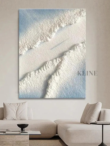 Blue Water White Sand Type of Beach Textured Painting - Hand Painting