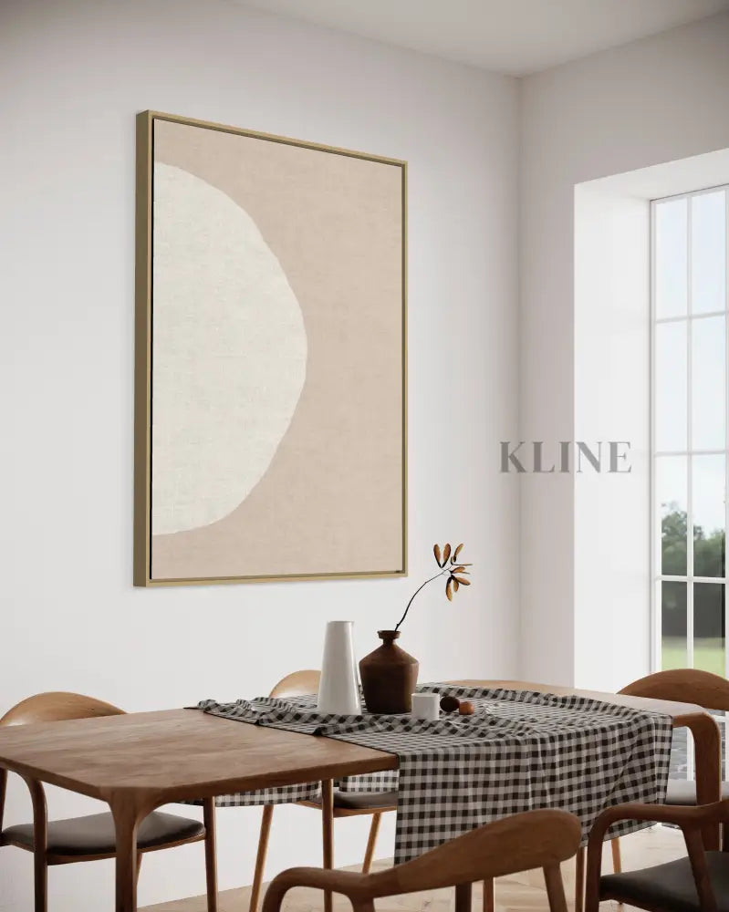 Blush &amp; Beige Line Circles 2 - Hand Painting ラウンジウォールアート