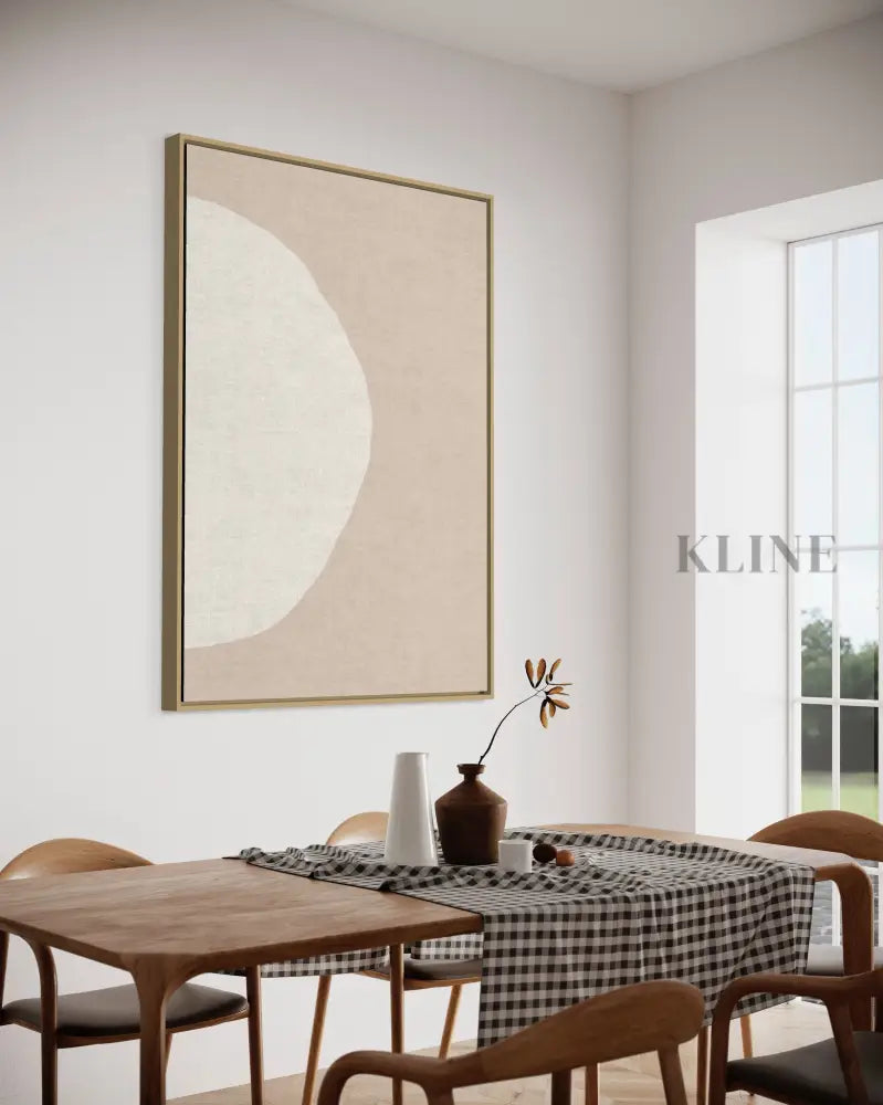 Blush &amp; Beige Line Circles 2 - Hand Painting Beige Wandkunst