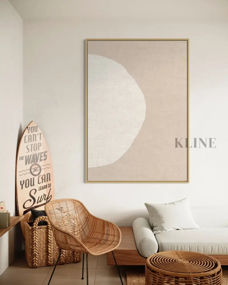 Blush &amp; Beige Line Circles 2 - Hand Painting Beige Wandkunst