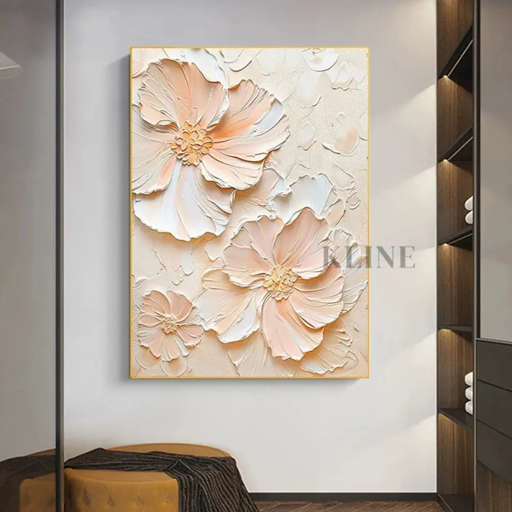 Blush Bloom Textured Floral Painting - Hand Painting