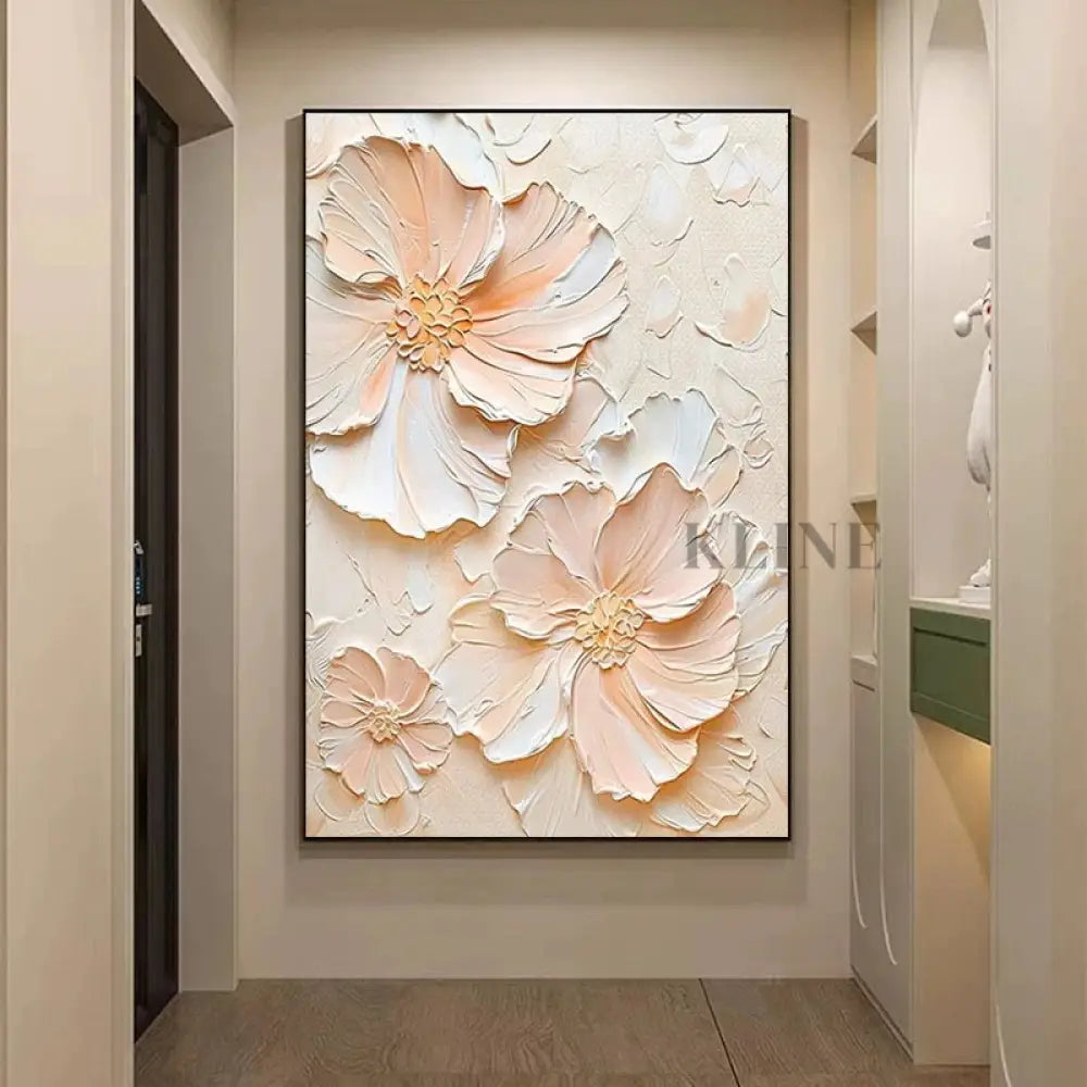 Blush Bloom Textured Floral Painting - Hand Painting