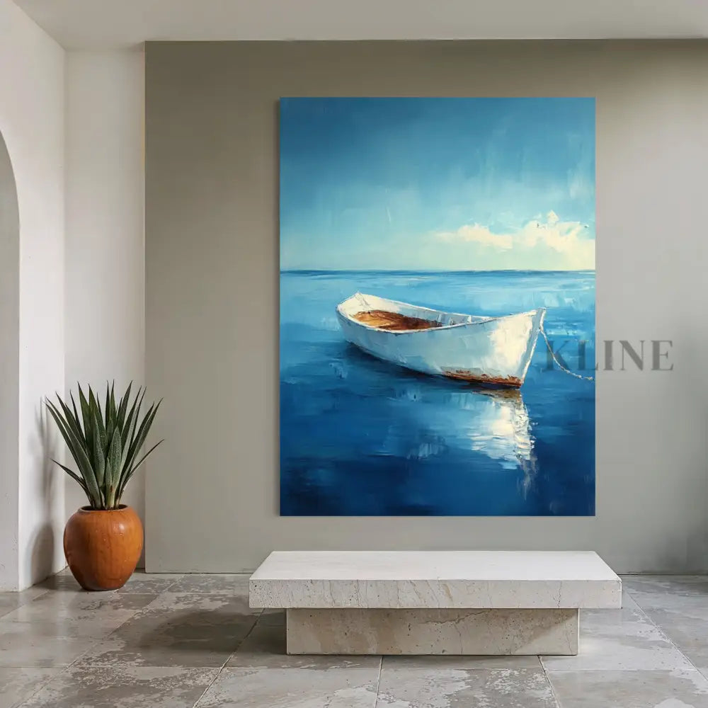 Boat on a Turquoise Morning - Hand Painting