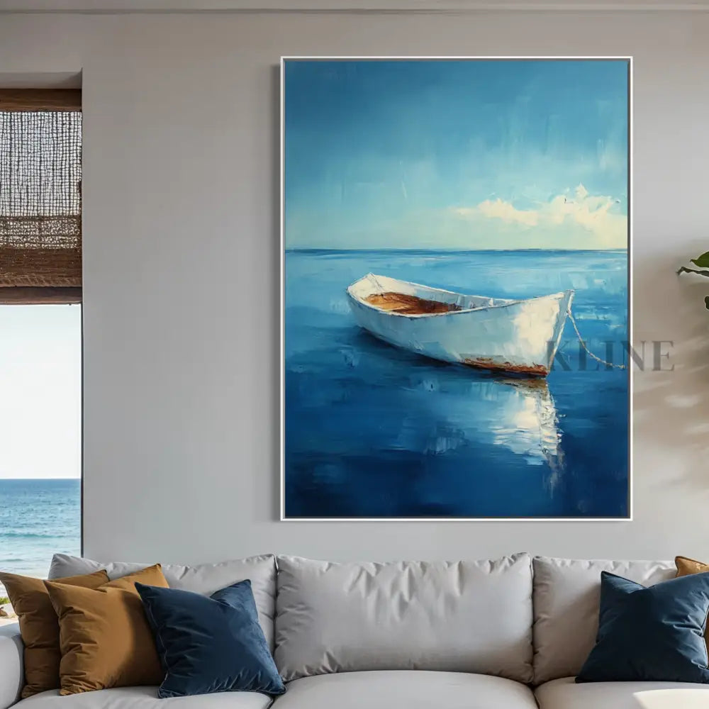 Boat on a Turquoise Morning - Hand Painting القادمون الجدد