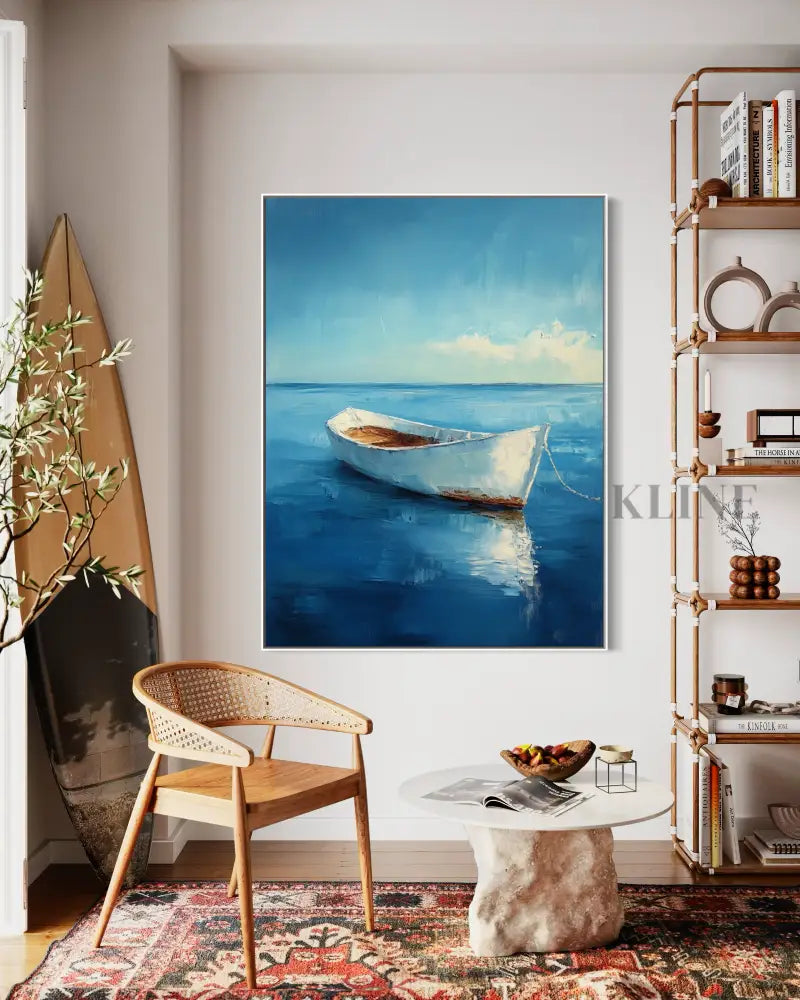 Boat on a Turquoise Morning - Hand Painting