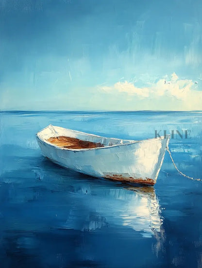 Boat on a Turquoise Morning - Hand Painting