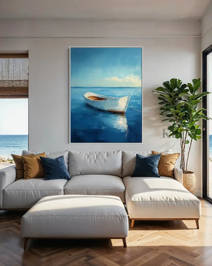 Boat on a Turquoise Morning - Hand Painting