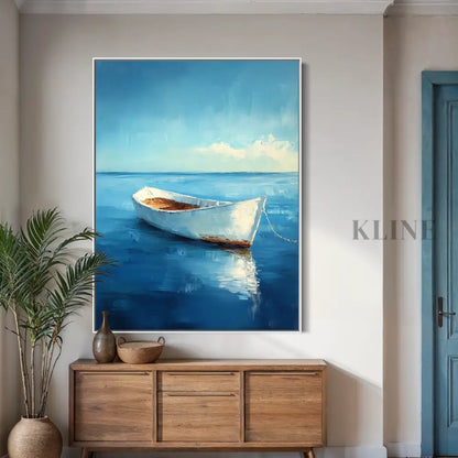 Boat on a Turquoise Morning - Hand Painting