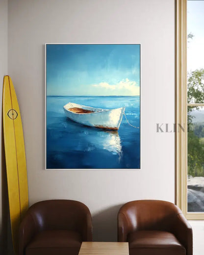 Boat on a Turquoise Morning - Hand Painting
