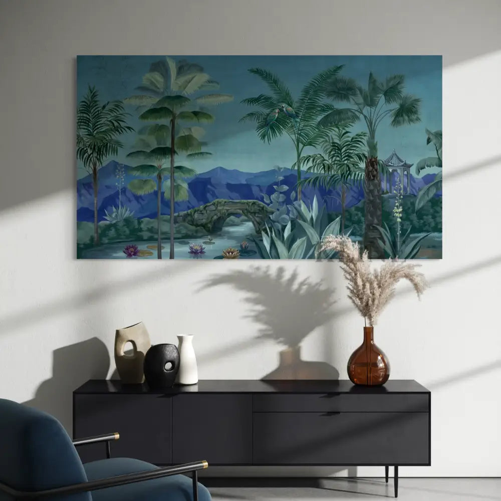 Botanical Escape - Hand Painting ダイニングルームのウォールアート