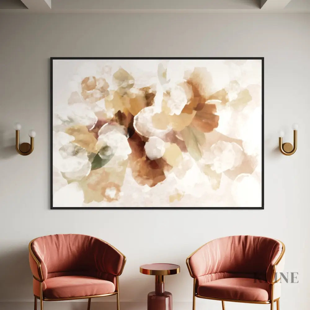 Bouquet Abstract Beige - Hand Painting Horizontale Wandkunst