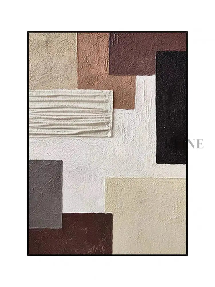 Brown and Cream Geometry Textured Art - Hand Painting لوحات فنية ولوحات جدارية عمودية