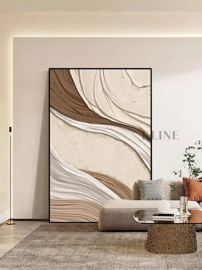 Brown and Cream Textured Wall Art - Hand Painting