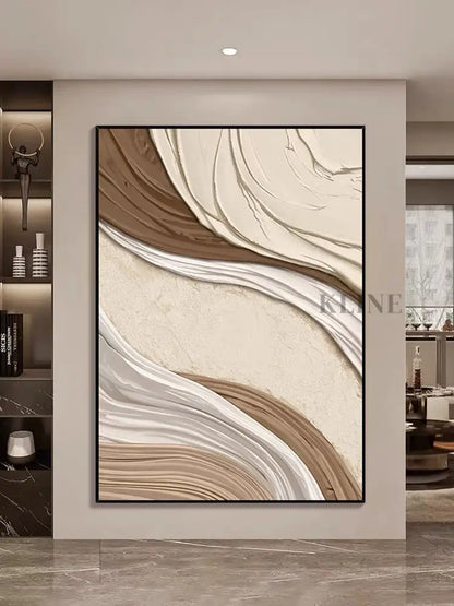 Brown and Cream Textured Wall Art - Hand Painting