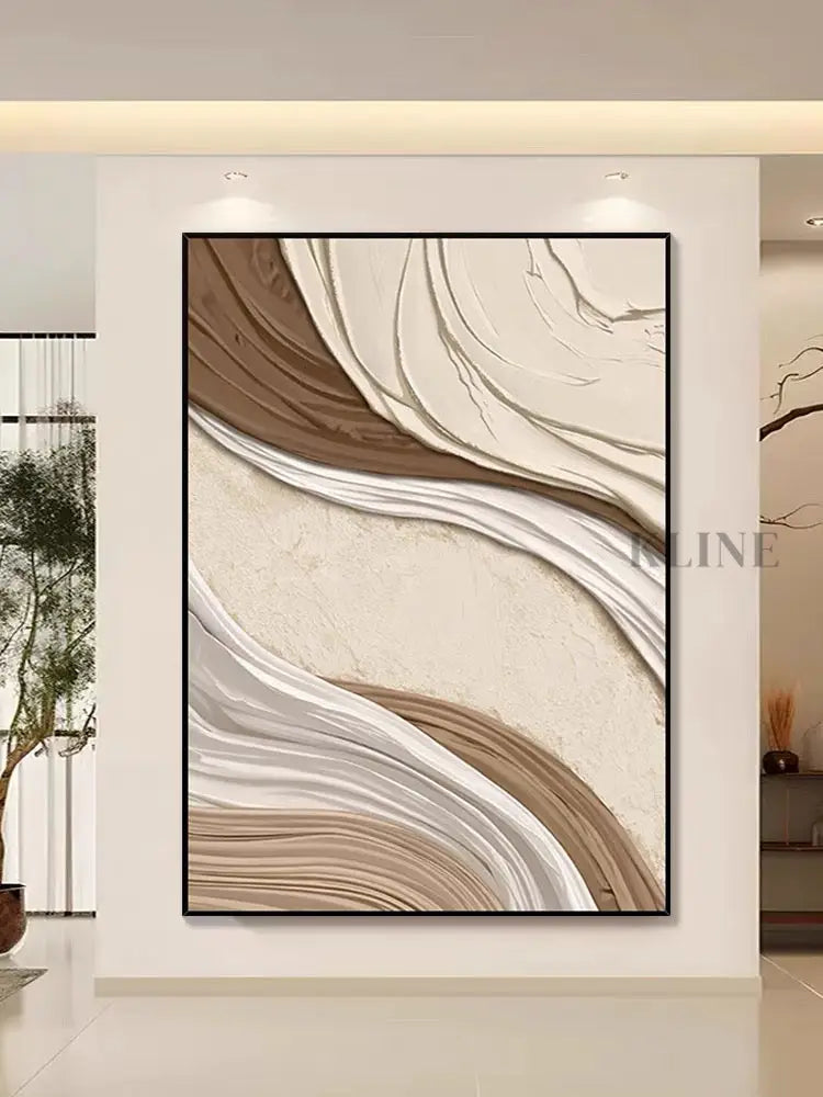 Brown and Cream Textured Wall Art - Hand Painting Art mural de salon