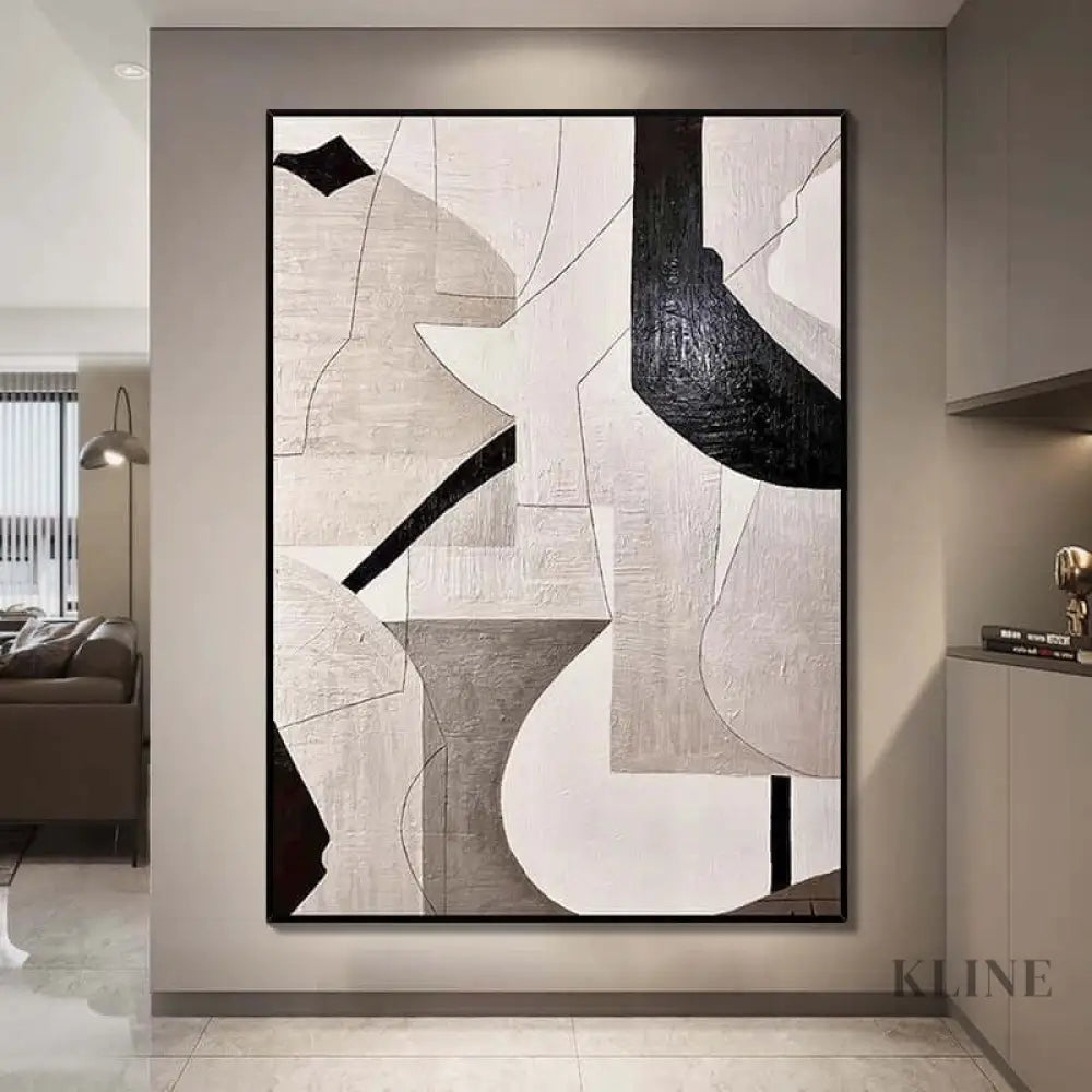 Brown Beige Geometric Textured Wall Art - Hand Painting 