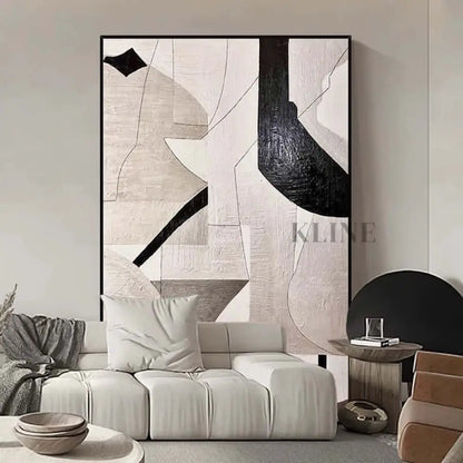 Brown Beige Geometric Textured Wall Art - Hand Painting