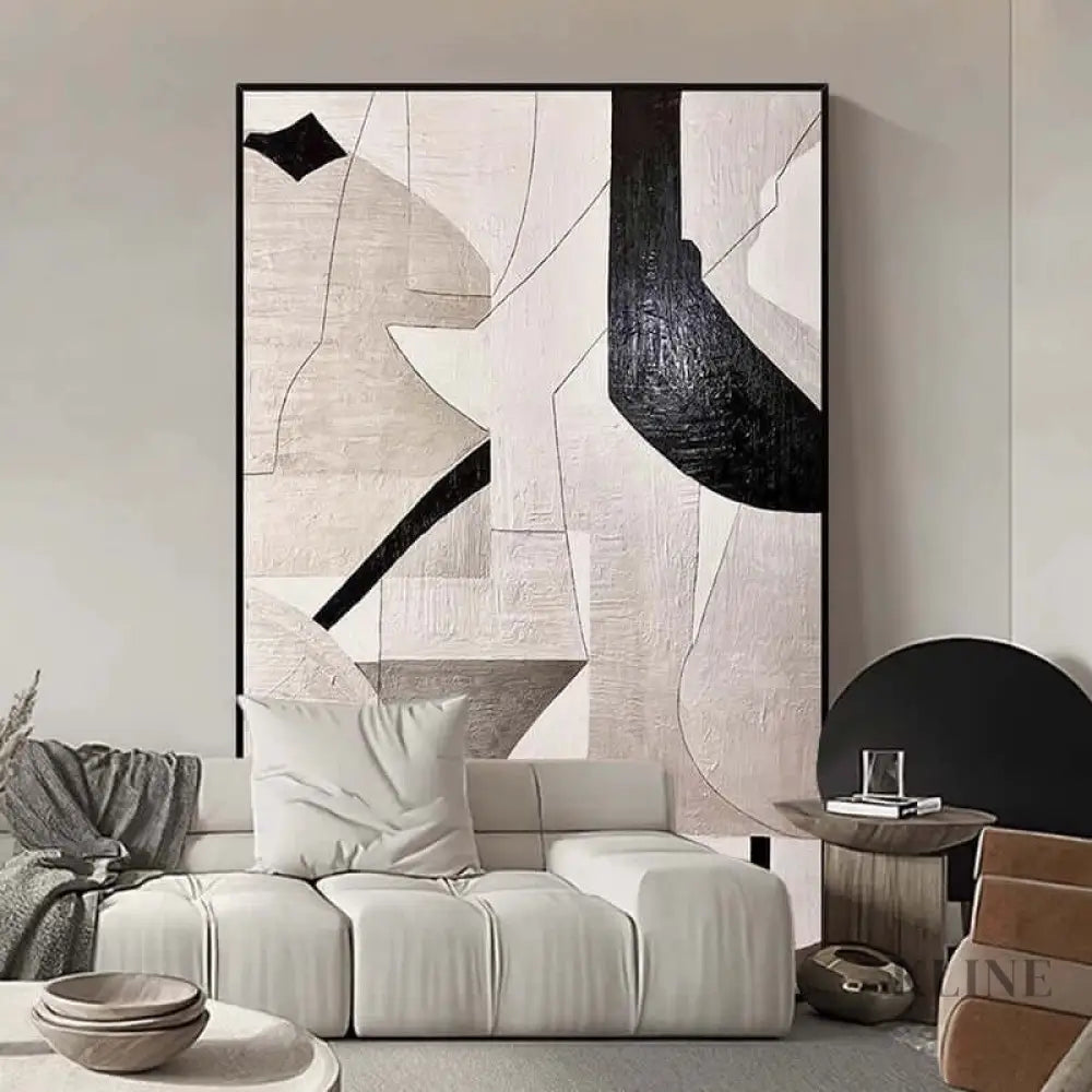 Brown Beige Geometric Textured Wall Art - Hand Painting