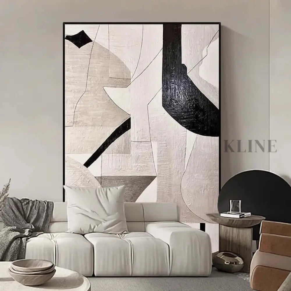 Brown Beige Geometric Textured Wall Art - Hand Painting