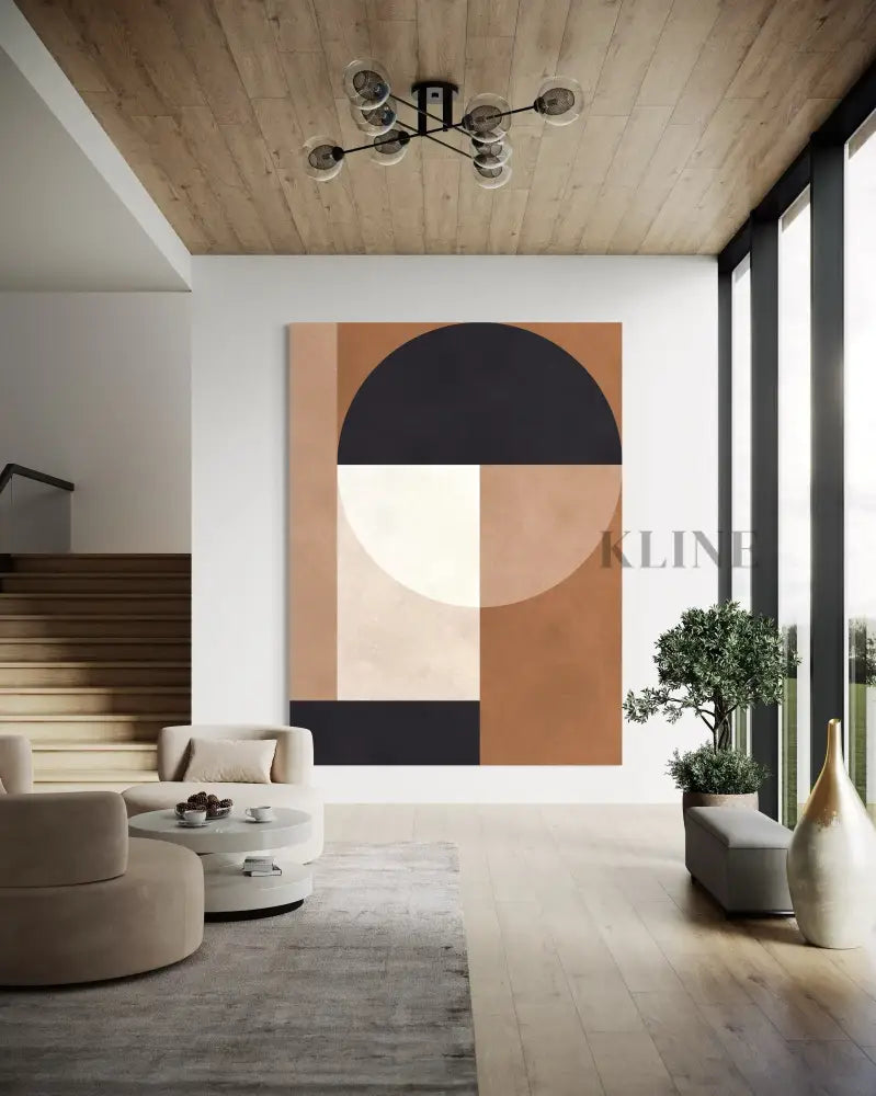 Brown Geometry 2 - Hand Painting