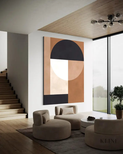 Brown Geometry 2 - Hand Painting