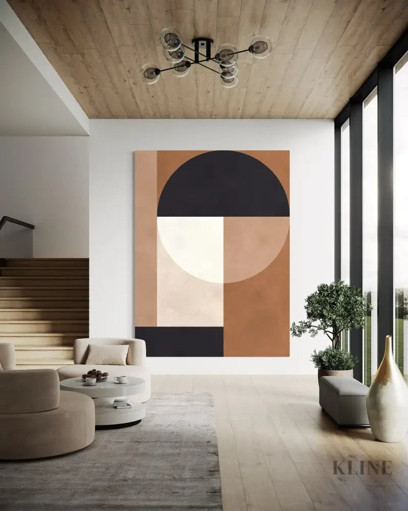 Brown Geometry 2 - Hand Painting