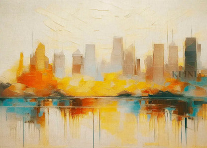 Buildings at Dusk 3 - Hand Painting