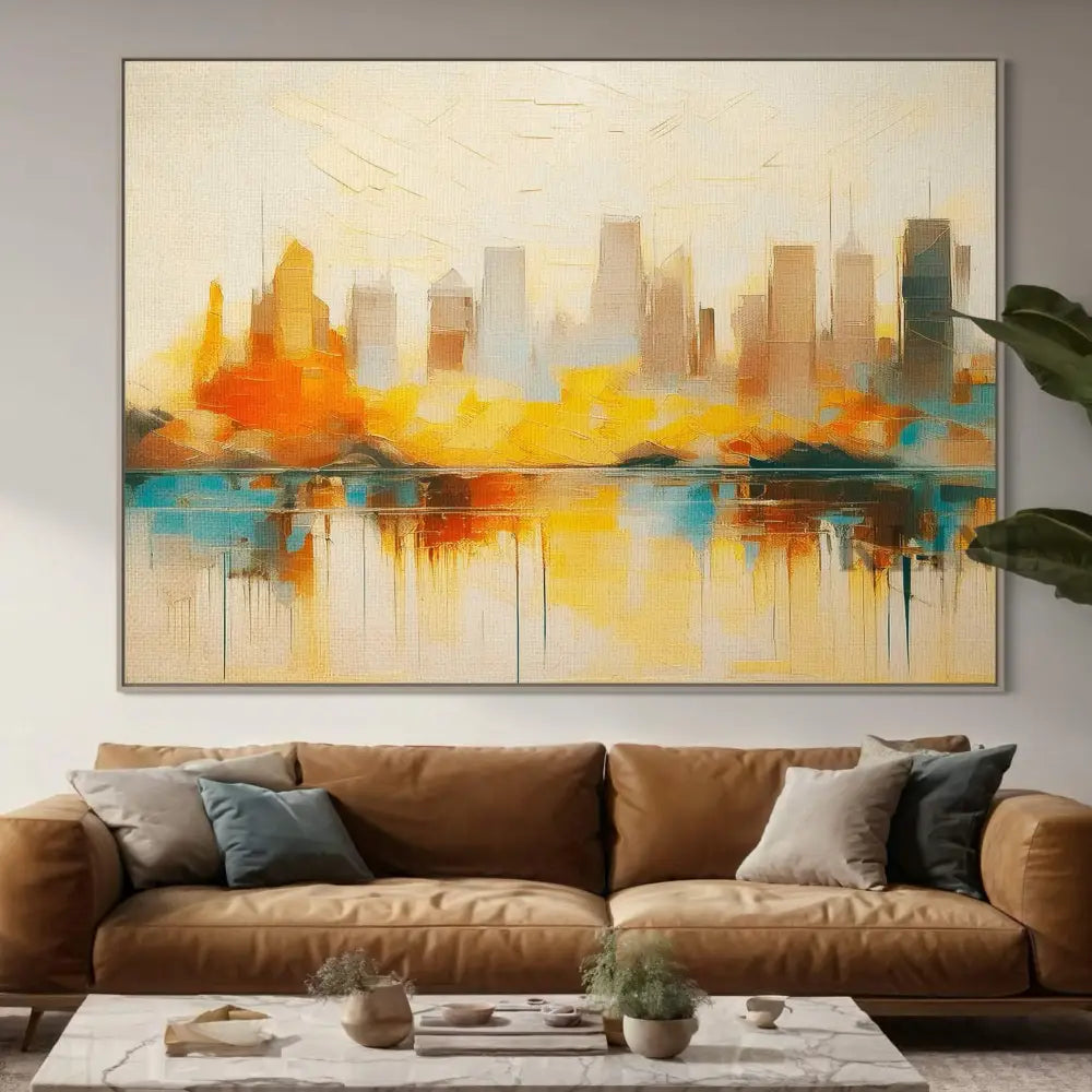 Buildings at Dusk 3 - Hand Painting