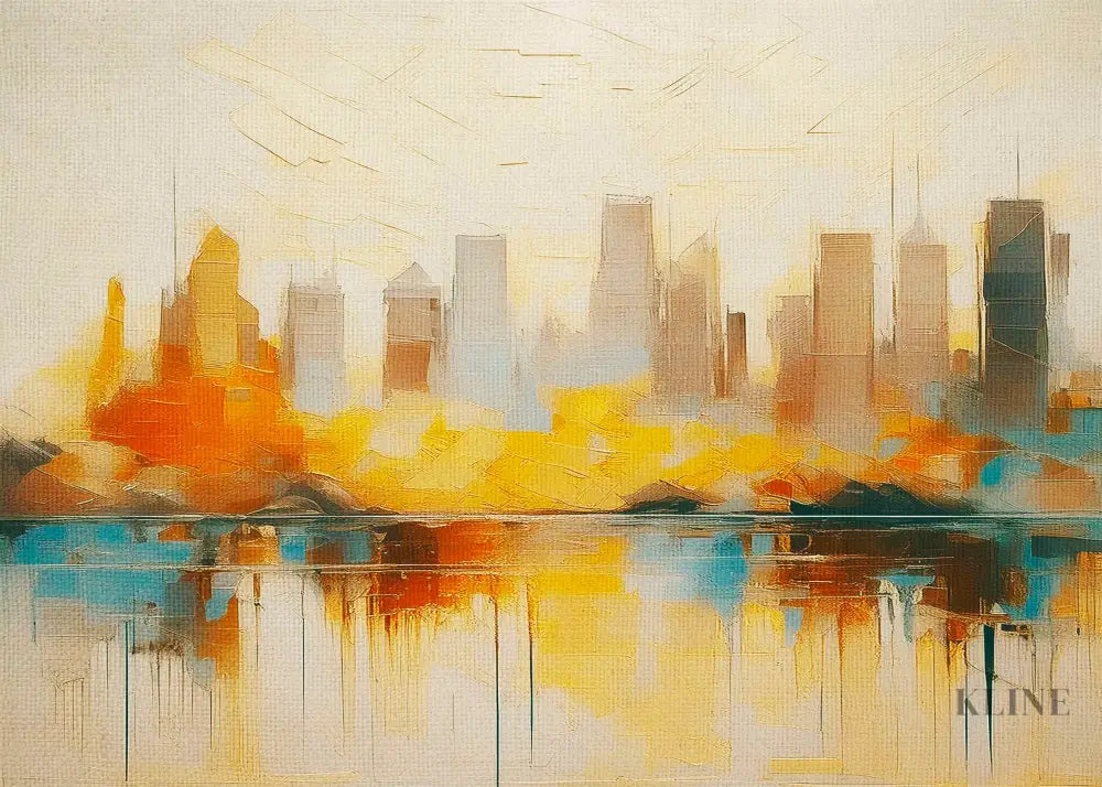 Buildings at Dusk 3 - Hand Painting 