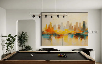 Buildings at Dusk 3 - Hand Painting