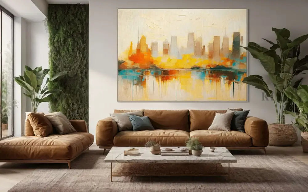 Buildings at Dusk 3 - Hand Painting